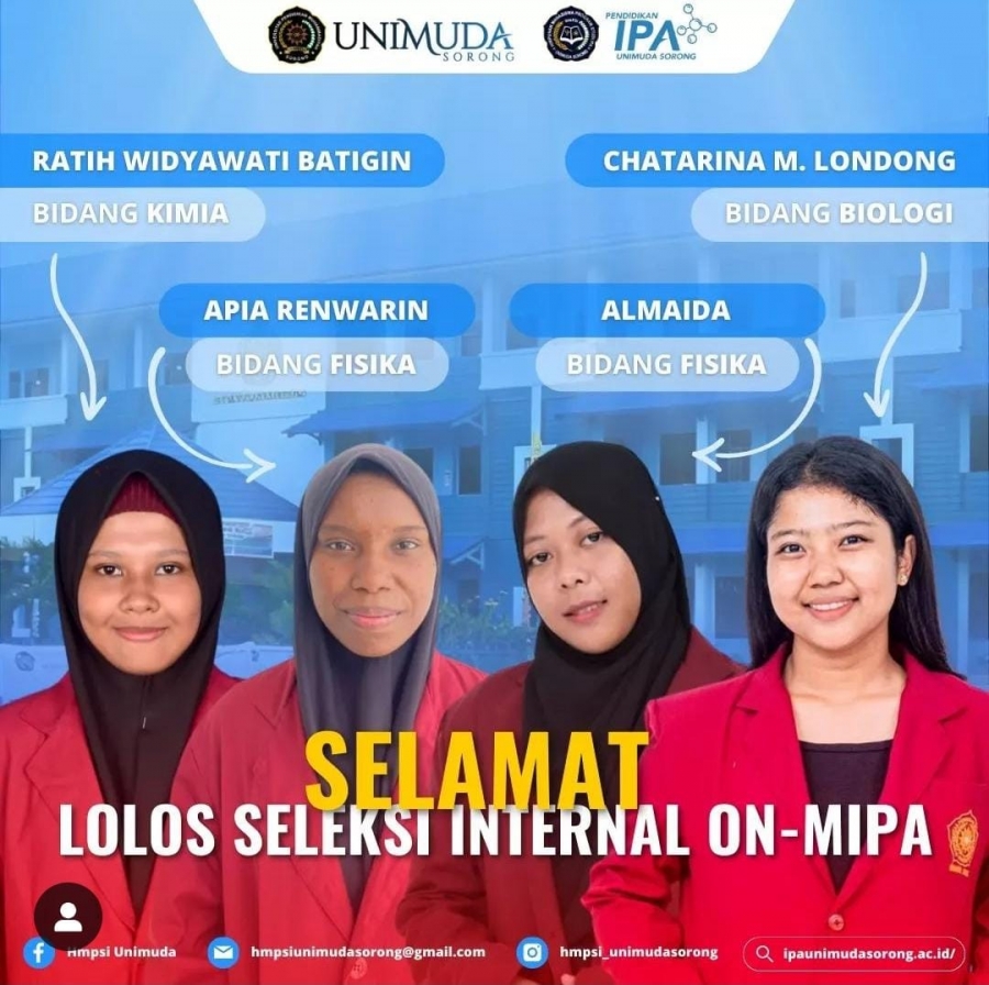 Empat Mahasiswi Program Studi Pendidikan IPA Lolos Seleksi Internal ON-MIPA se-UNIMUDA Sorong Tahun 2022