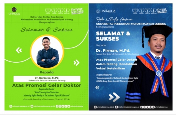 Dua Dosen Muda UNIMUDA Sorong Studi 2 Tahun 9 Bulan SAH Raih Gelar DOKTOR dari State University of Makassar